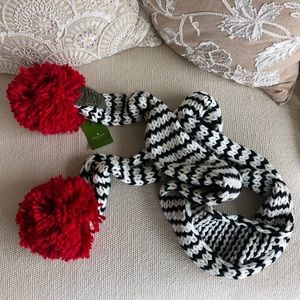 Kate Spade Winter Scarf - Black Red & White